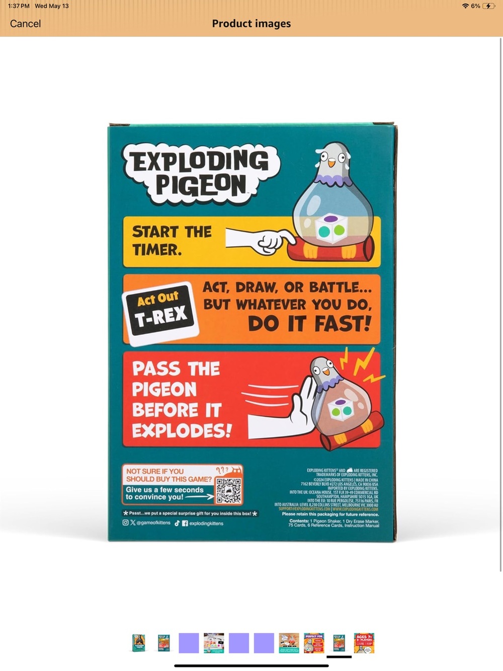 Exploding Pigeon Party Game - Multicolor - Picture 6 of 8